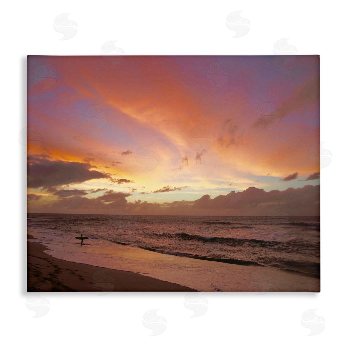 Surfing Beach Waves at Sunset Canvas Wall Art, Home Decor by Unsplash