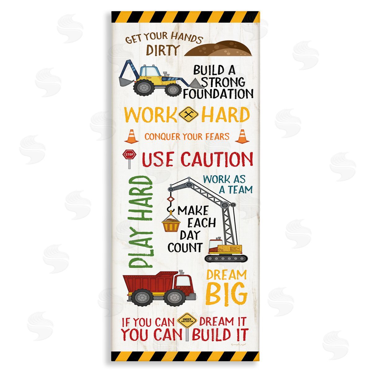 Kids' Construction Zone Vehicles Canvas Wall Art, Home Decor by Jennifer Pugh
