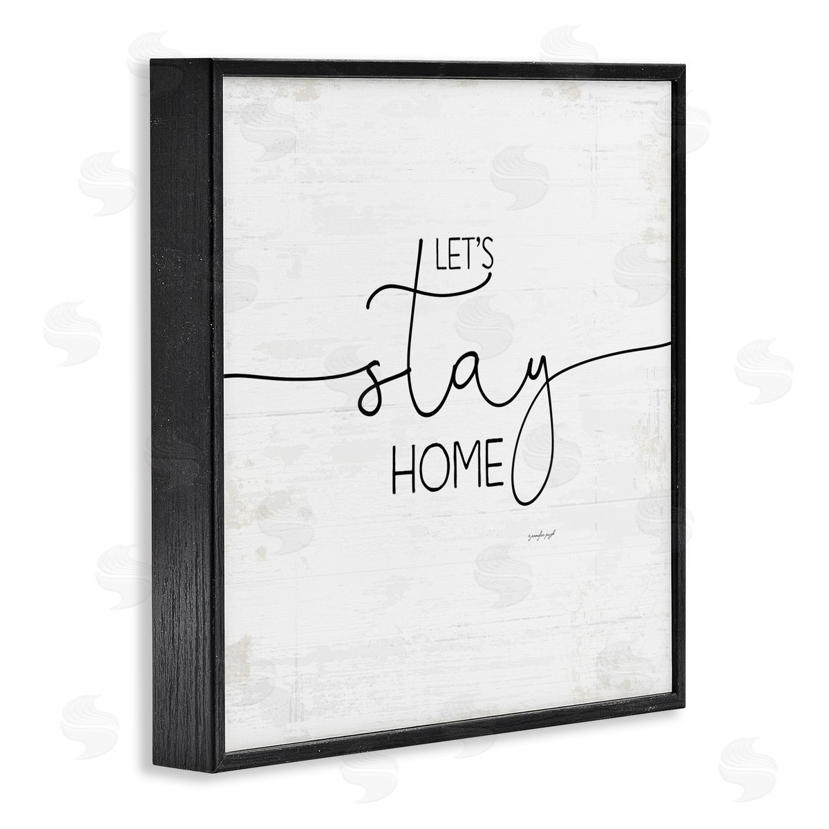 Jennifer Pugh Distressed Let's Stay Home Quote Black Framed Giclee Wall Art