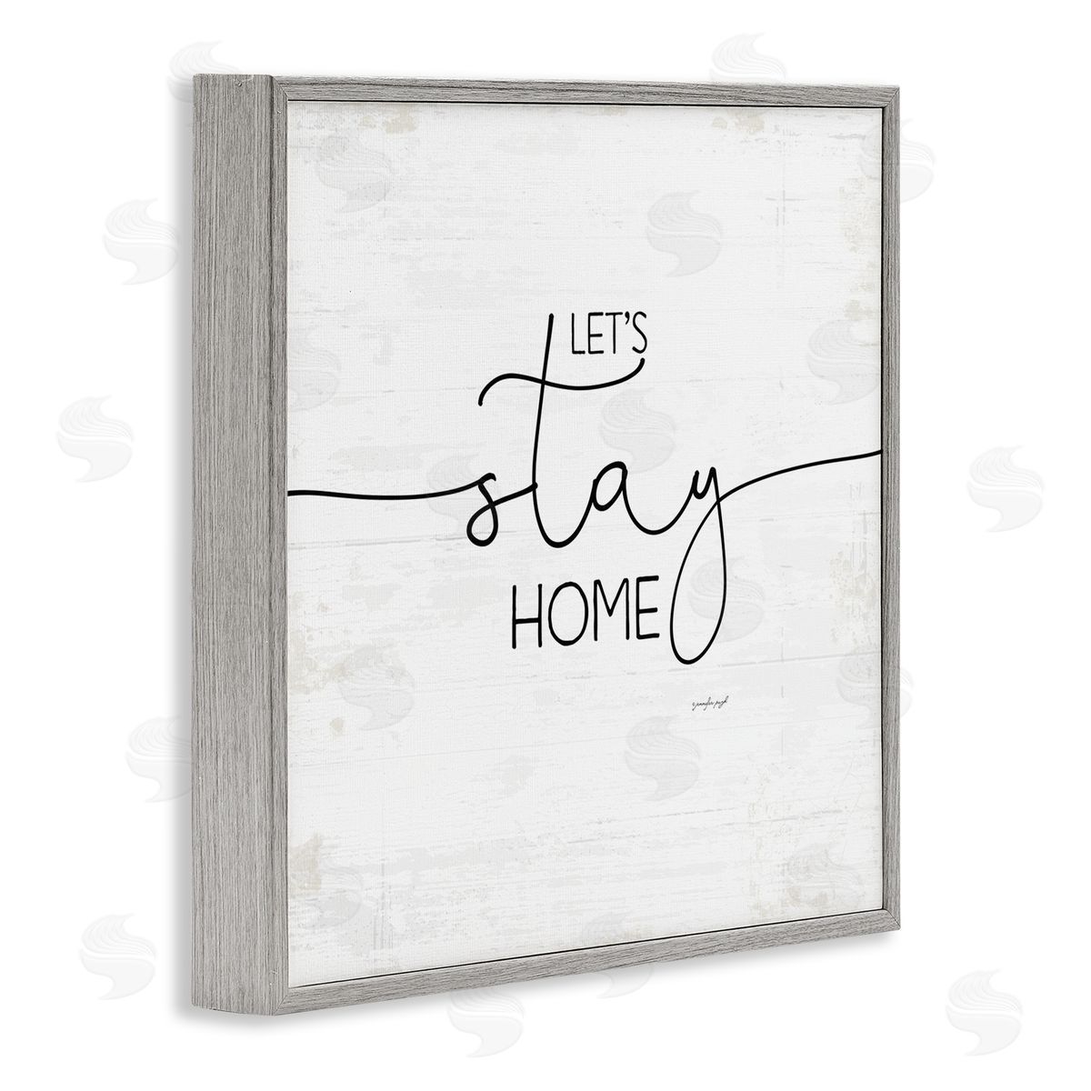 Jennifer Pugh Distressed Let's Stay Home Quote Gray Framed Giclee Wall Art