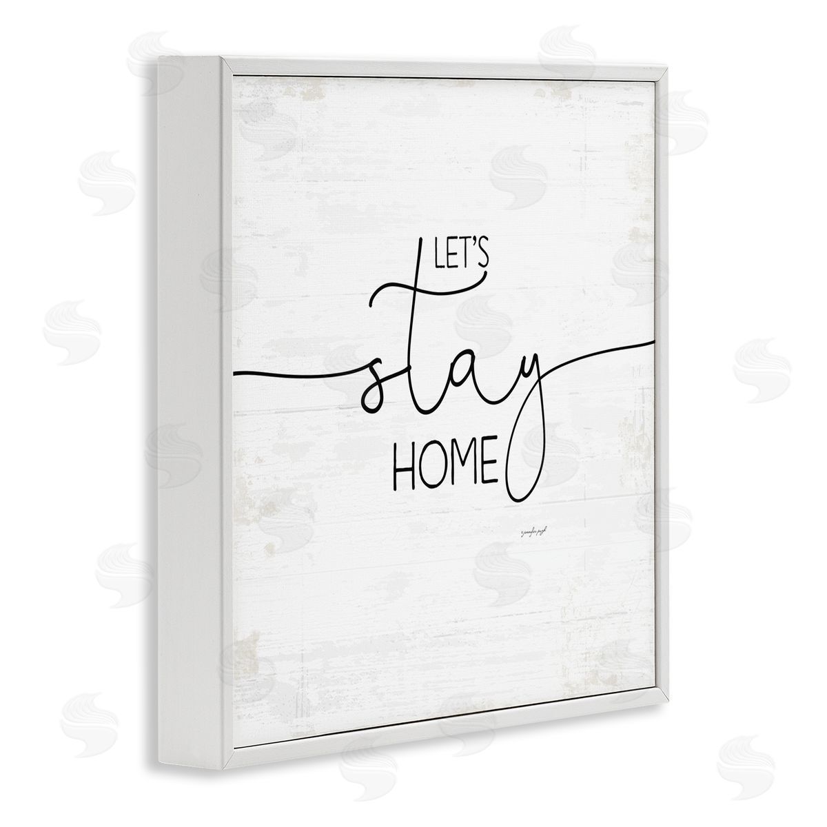 Jennifer Pugh Distressed Let's Stay Home Quote White Framed Giclee Wall Art