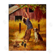 Jim Daly | Boy Jumping for Apple with Dog