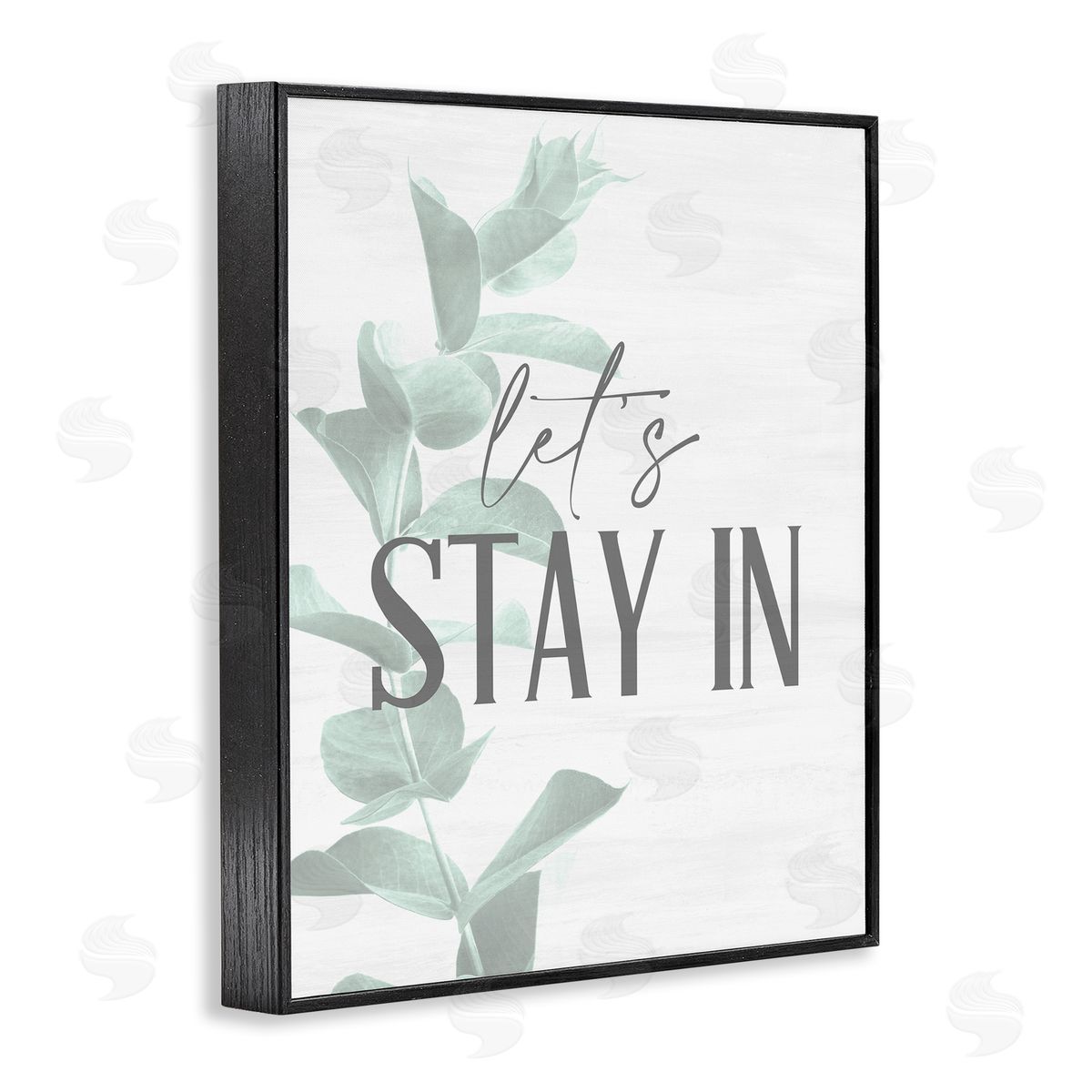 Kim Allen Lets Stay In Phrase Plant Leaves Black Framed Giclee Wall Art