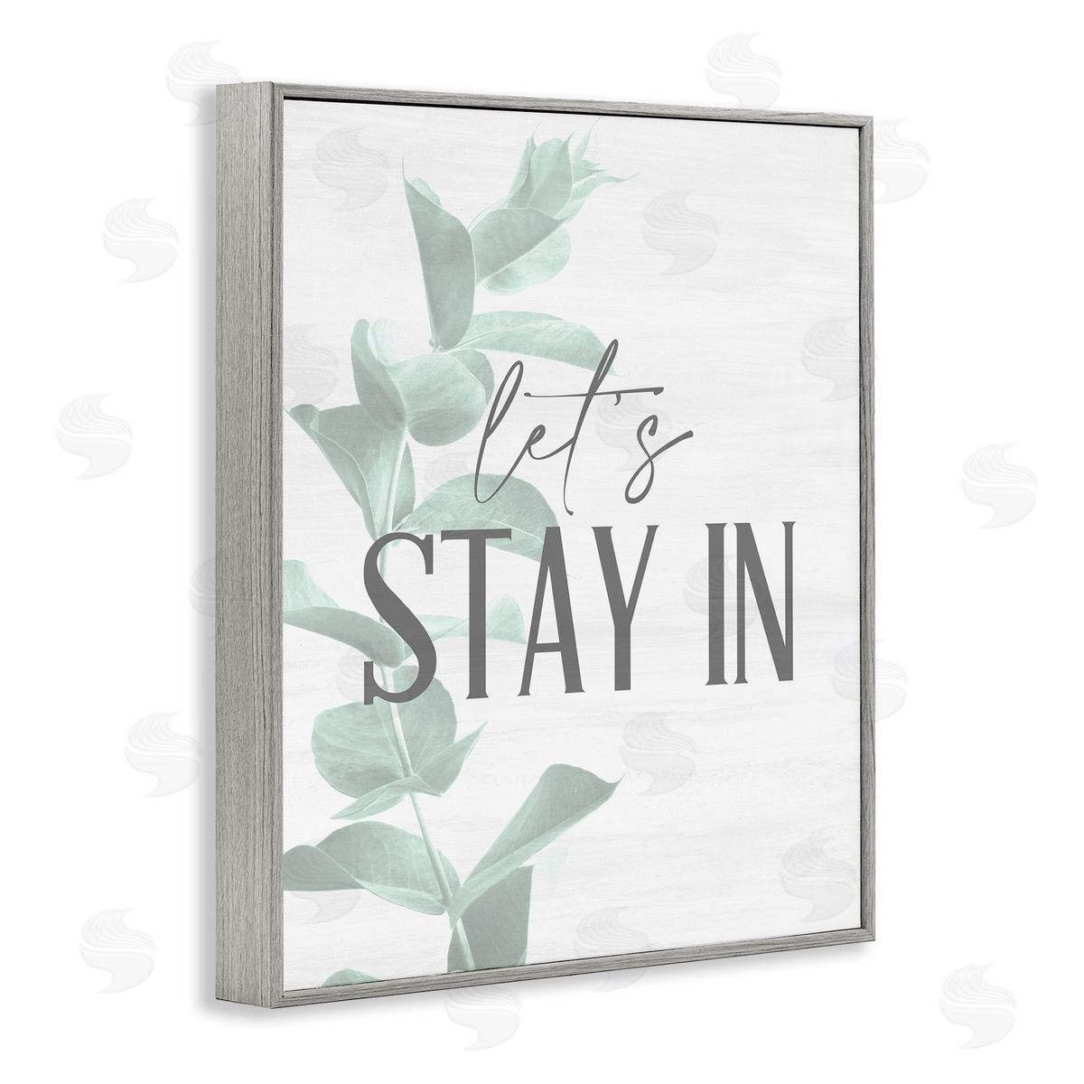 Kim Allen Lets Stay In Phrase Plant Leaves Gray Framed Giclee Wall Art