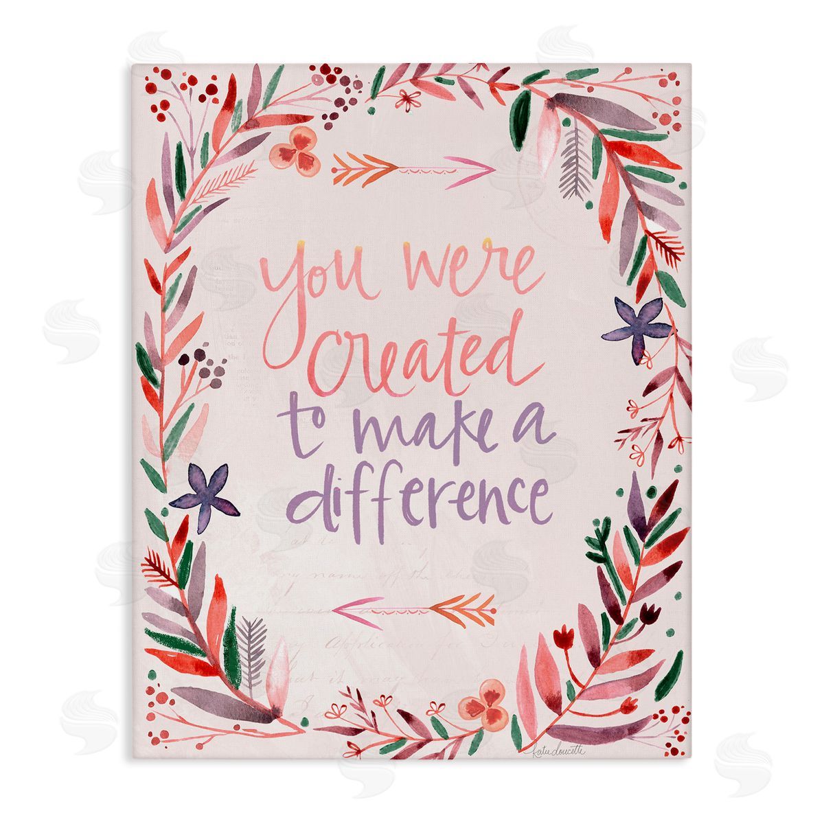 Katie Doucette Created to Make a Difference Floral Border Canvas Wall Art