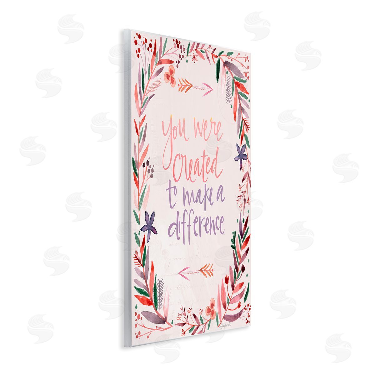 Katie Doucette Created to Make a Difference Floral Border Wall Plaque Art