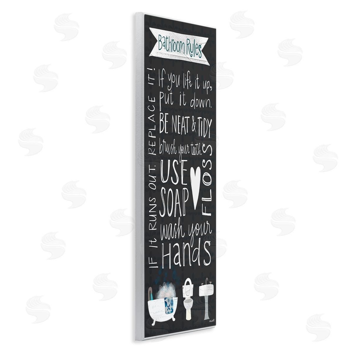 Whimsical Bathroom Rules Sign Wood Plaque Wall Art, Home Decor by Katie Doucette