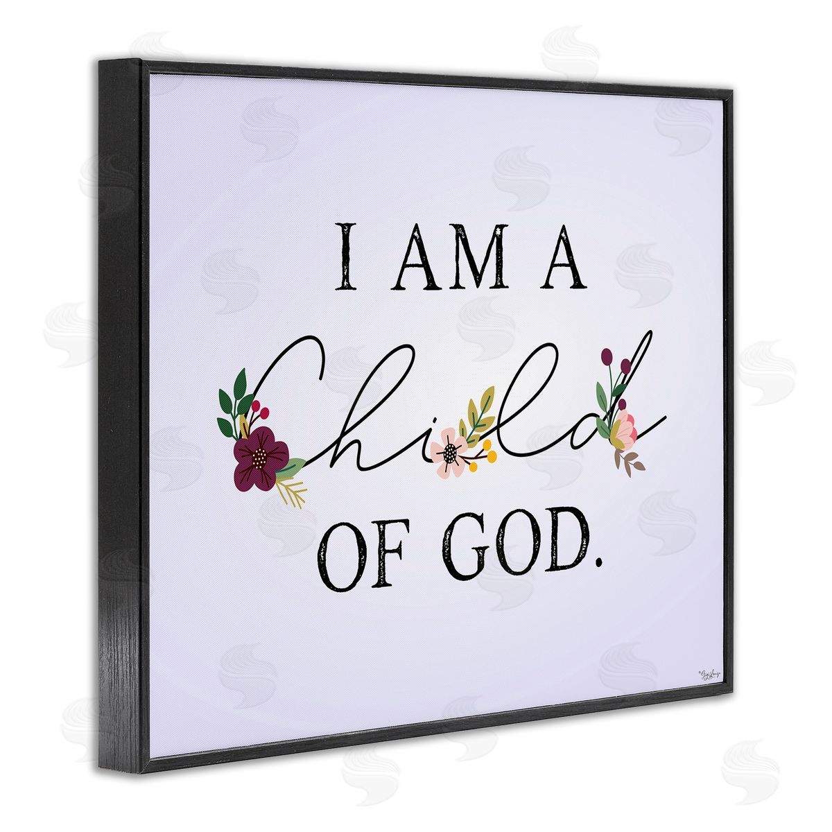 Gigi Louise Floral Child Of God over Purple Black Framed Giclee Wall Art