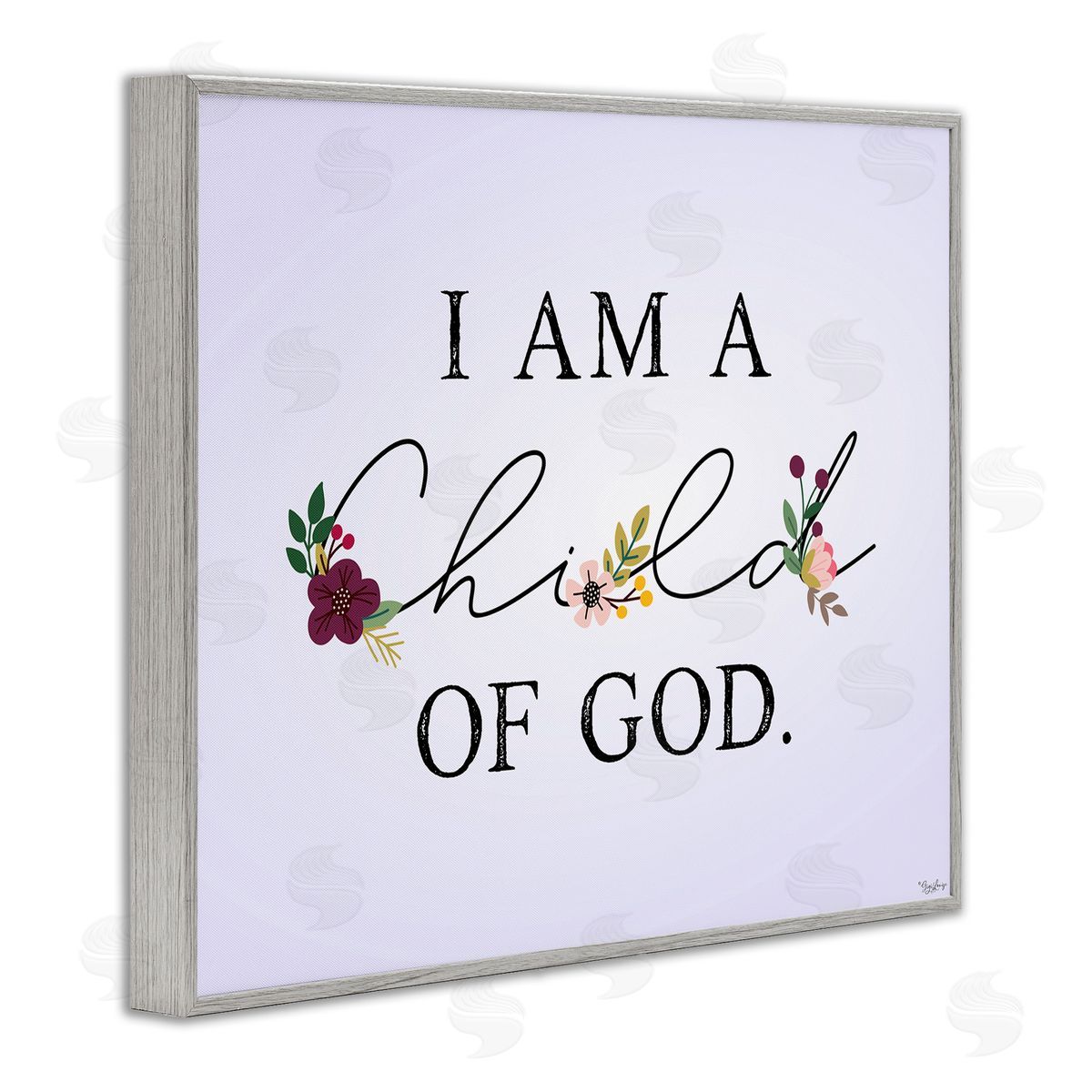 Gigi Louise Floral Child Of God over Purple Gray Framed Giclee Wall Art