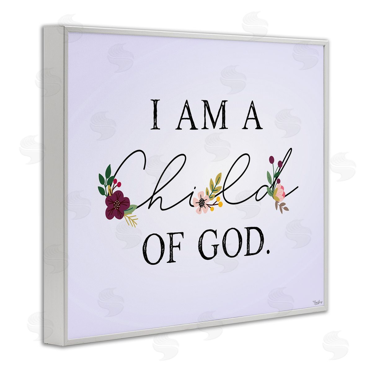 Gigi Louise Floral Child Of God over Purple White Framed Giclee Wall Art