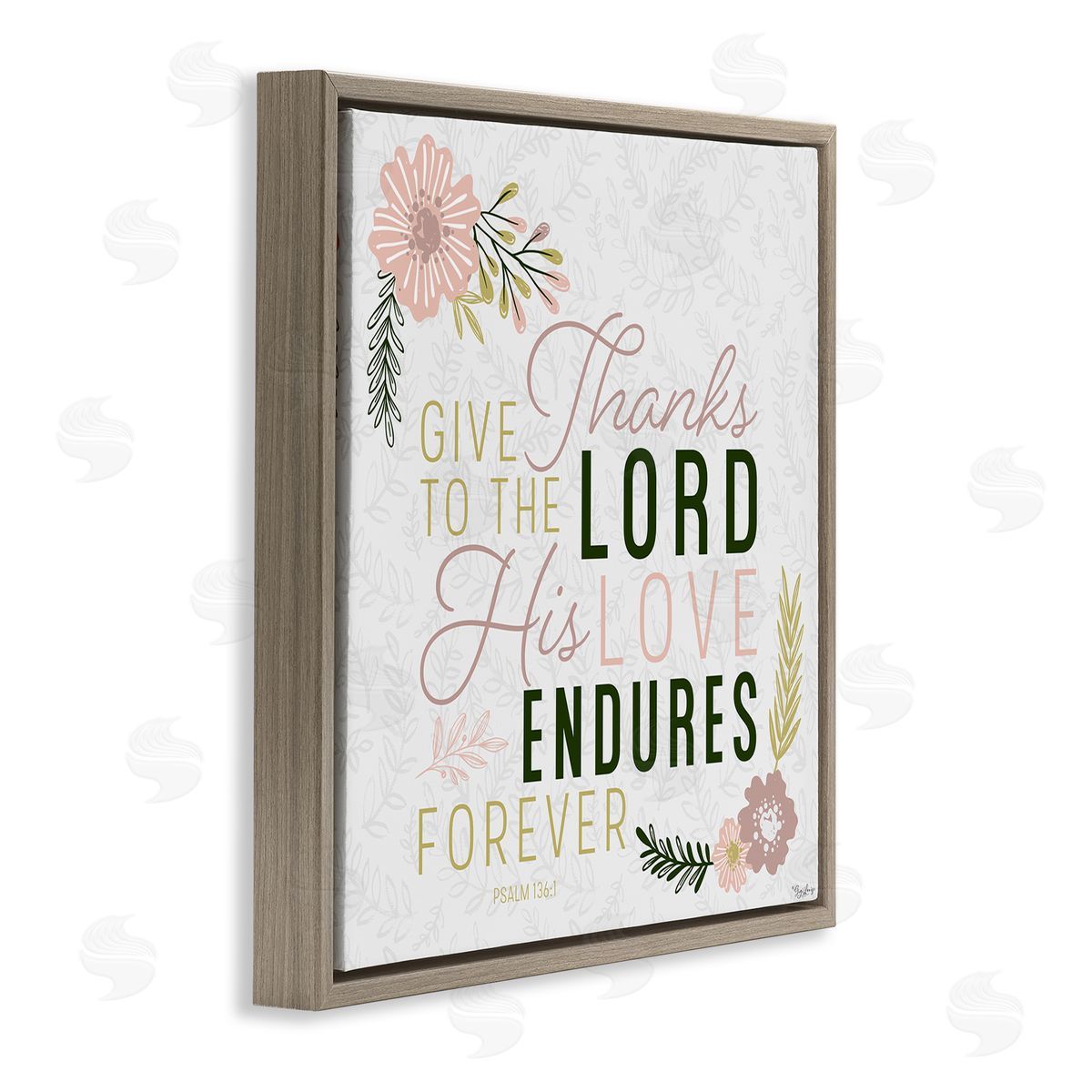 Gigi Louise His Love Endures Forever Faith Design Brown Floater Frame Canvas Art