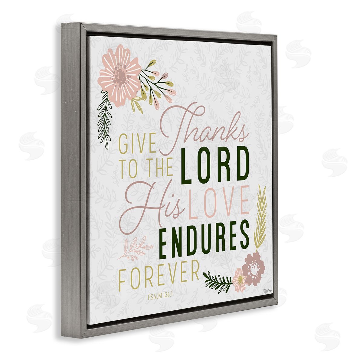 Gigi Louise His Love Endures Forever Faith Design Gray Floater Frame Canvas Art