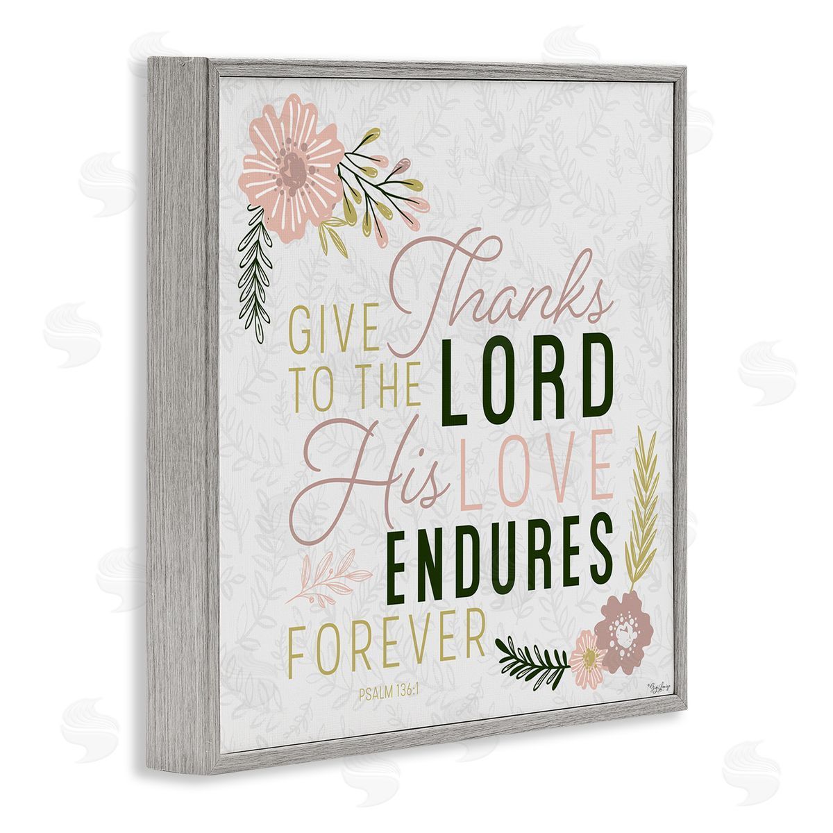 Gigi Louise His Love Endures Forever Faith Design Gray Framed Giclee Wall Art