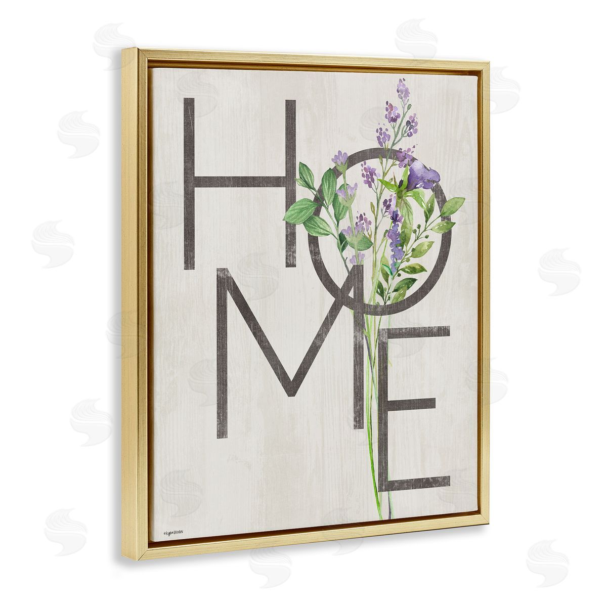 Lady Louise Designs Rustic Home Purple Lavender  Gold Floater Frame Canvas Art
