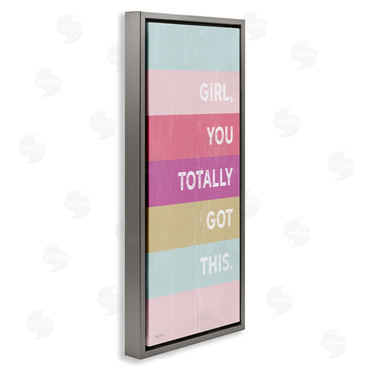 Lady Louise Designs Totally Got This Motivational Phrase Stripes Gray Floater Frame Canvas Art