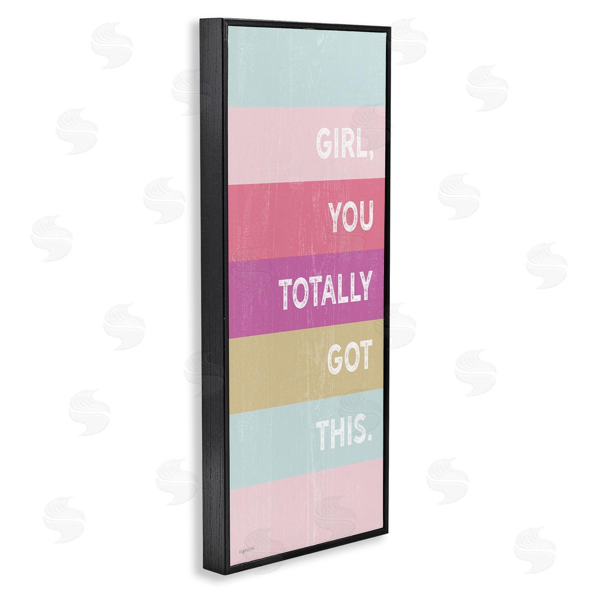 Lady Louise Designs Totally Got This Motivational Phrase Stripes Black Framed Giclee Wall Art