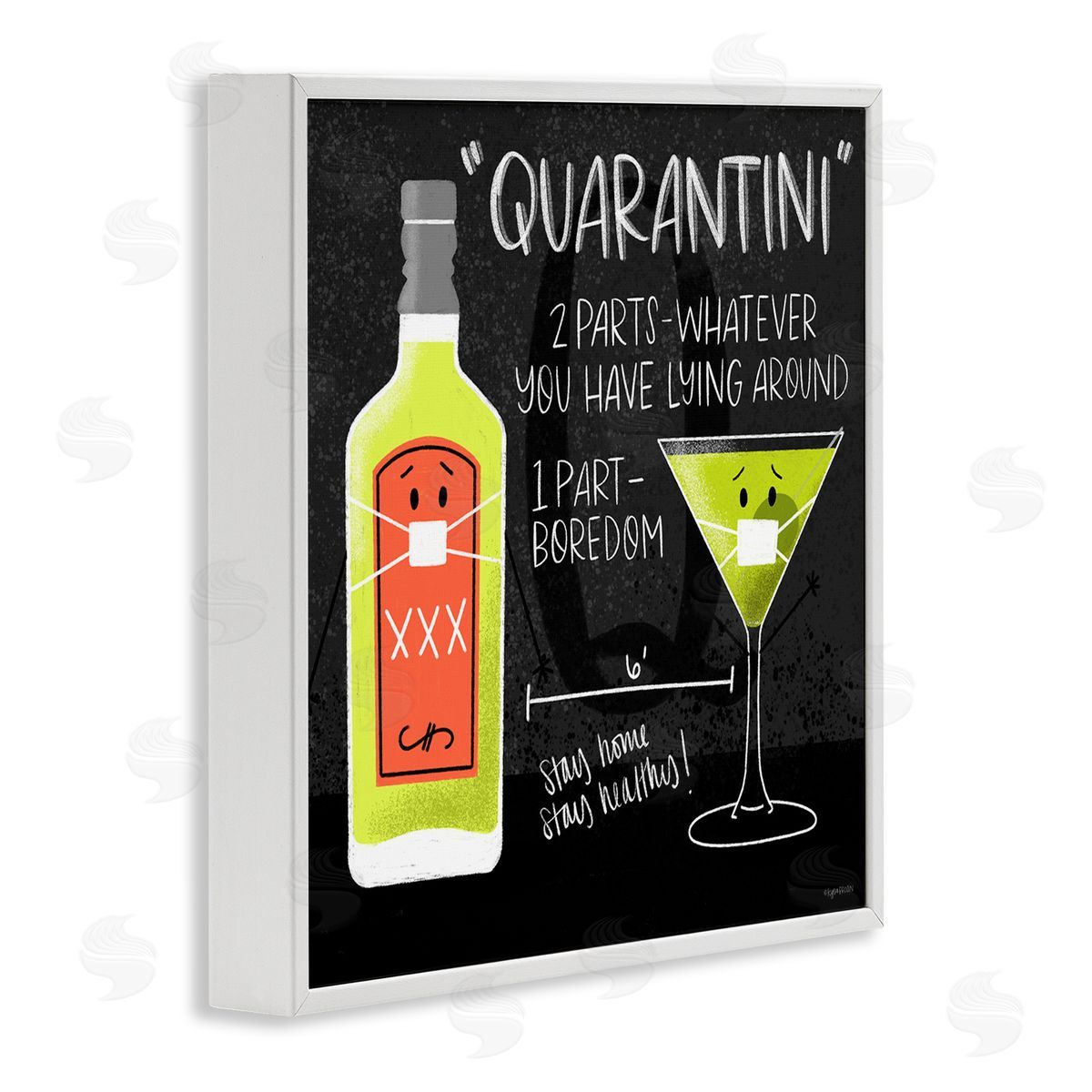 Lady Louise Designs Quarantini Recipe Covid Cocktail White Framed Giclee Wall Art