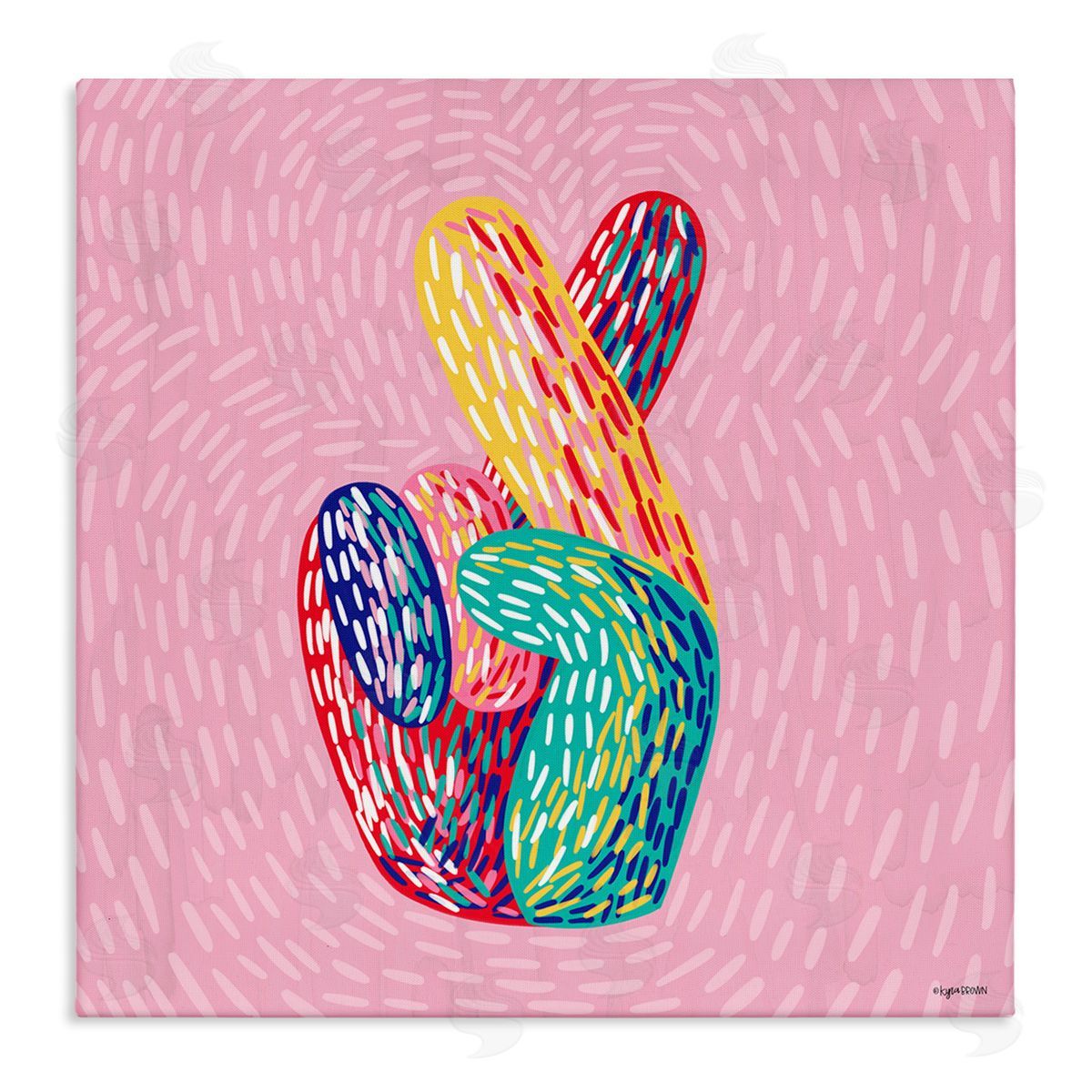 Lady Louise Designs Fingers Crossed Abstract Line Pattern Canvas Wall Art