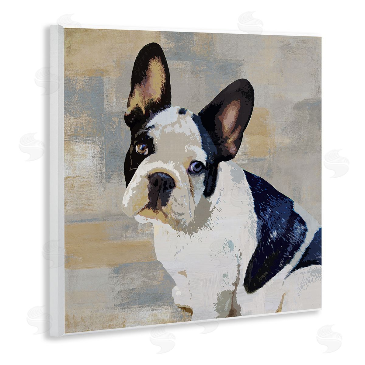 Keri Rodgers French Bulldog Dog Neutral Patchwork Wall Plaque Art