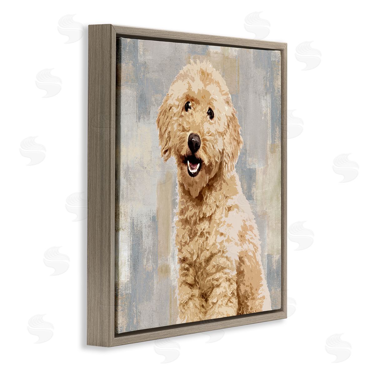 Smiling Labradoodle Dog Brown Floating Frame Canvas Wall Art, Home Decor by Keri Rodgers
