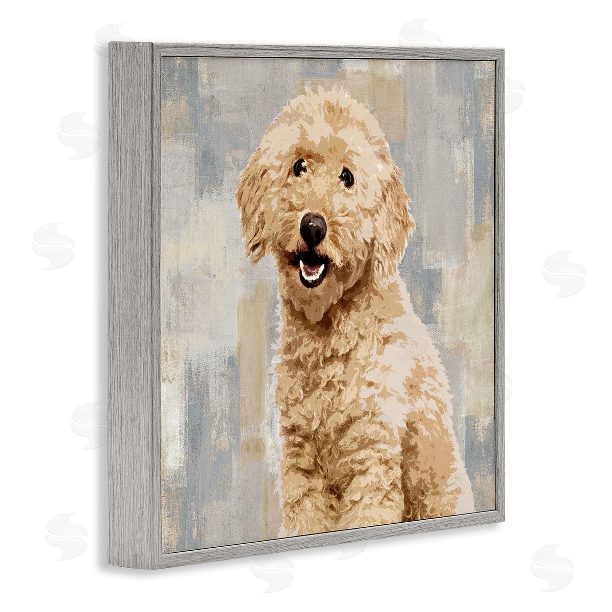 Smiling Labradoodle Dog Grey Frame Print Wall Art, Home Decor by Keri Rodgers