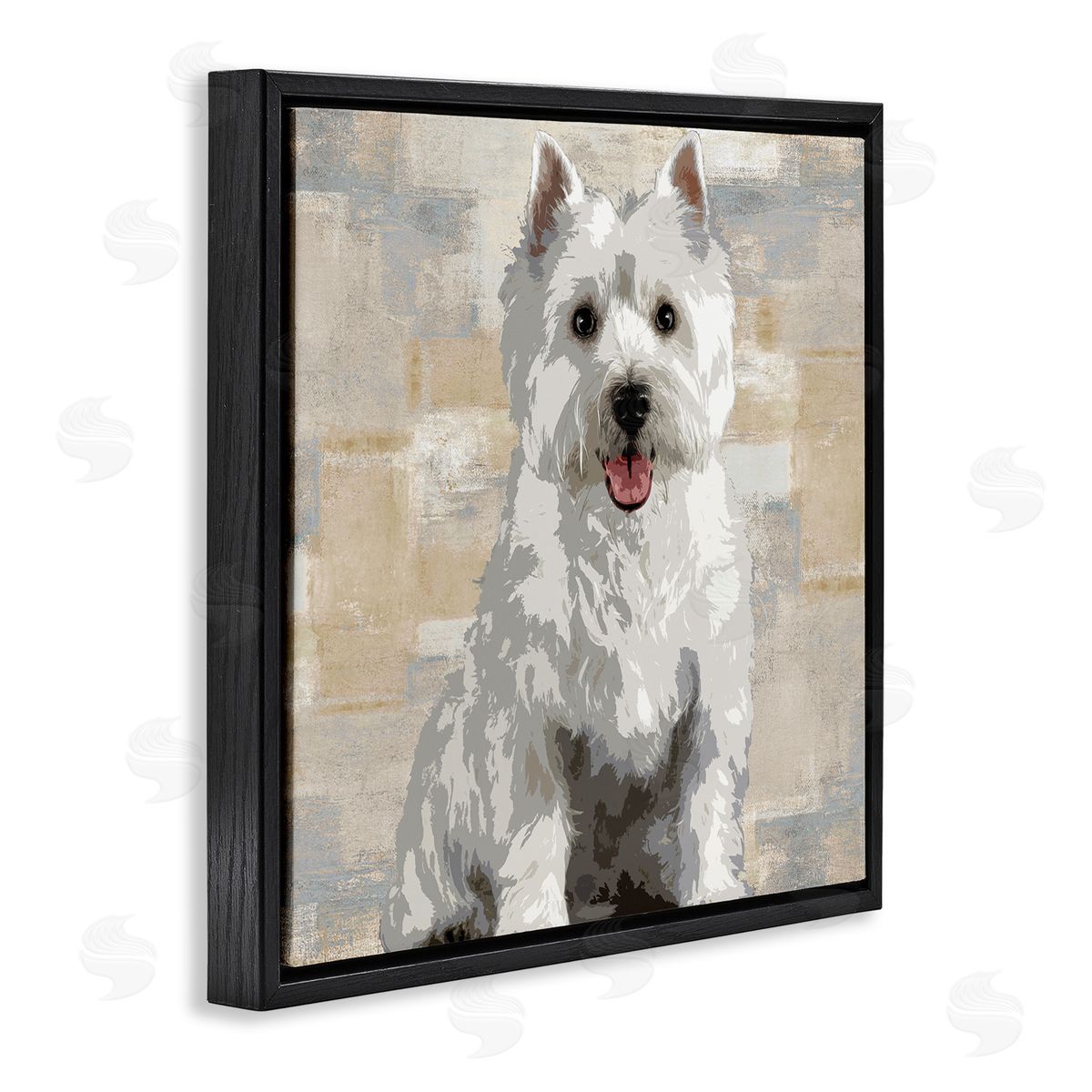 Keri Rodgers Highland Terrier Dog Patchwork Pattern Black Floater Frame Canvas Art