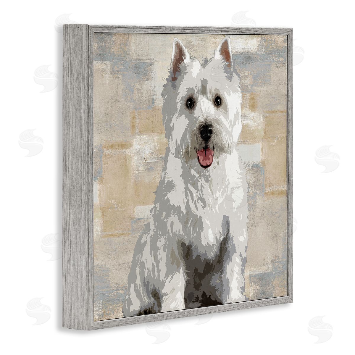 Keri Rodgers Highland Terrier Dog Patchwork Pattern Gray Framed Giclee Wall Art