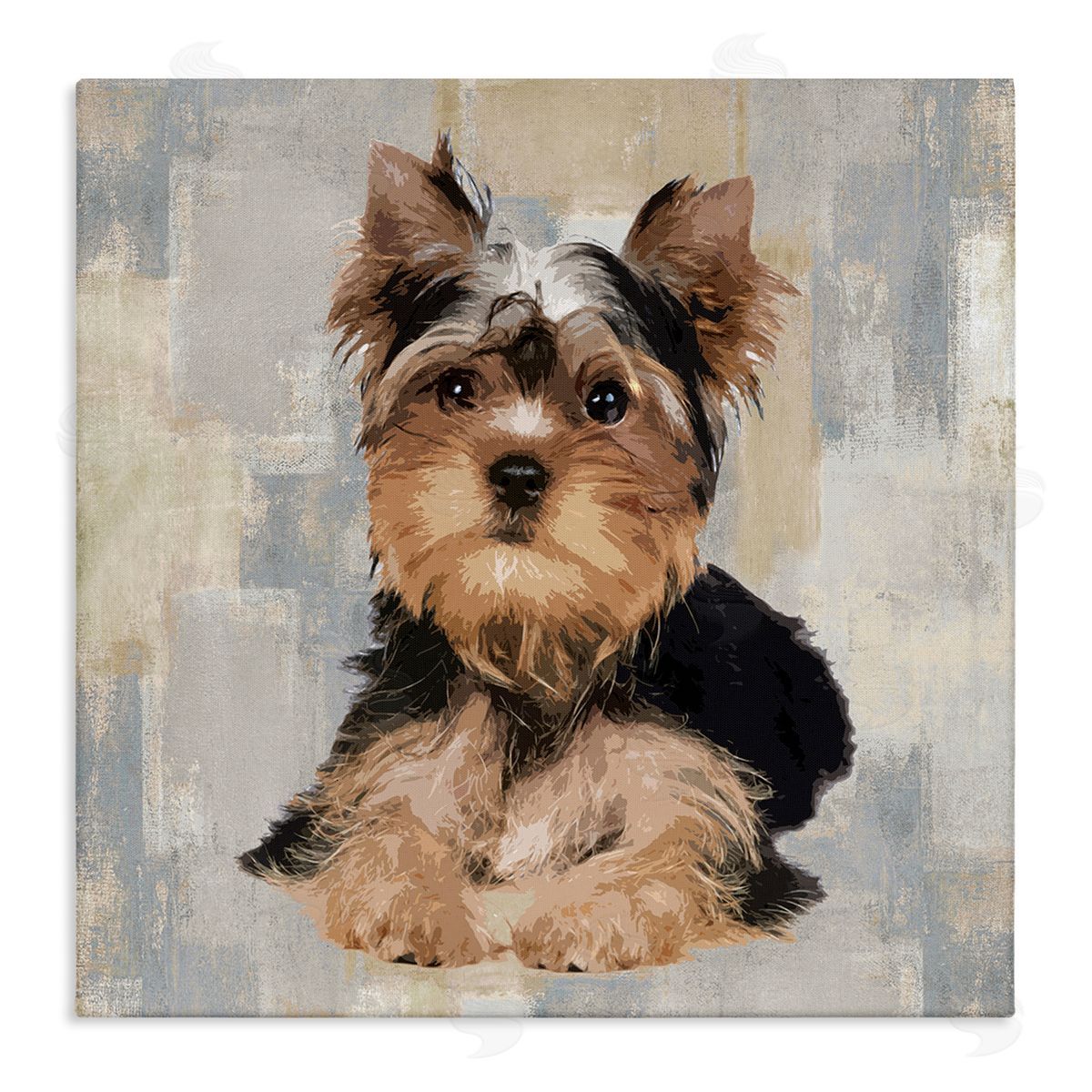 Keri Rodgers Yorkshire Terrier Dog Neutral Patchwork  Canvas Wall Art
