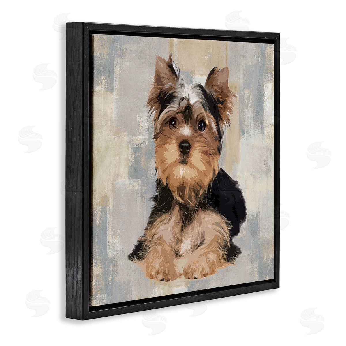 Keri Rodgers Yorkshire Terrier Dog Neutral Patchwork  Black Floater Frame Canvas Art