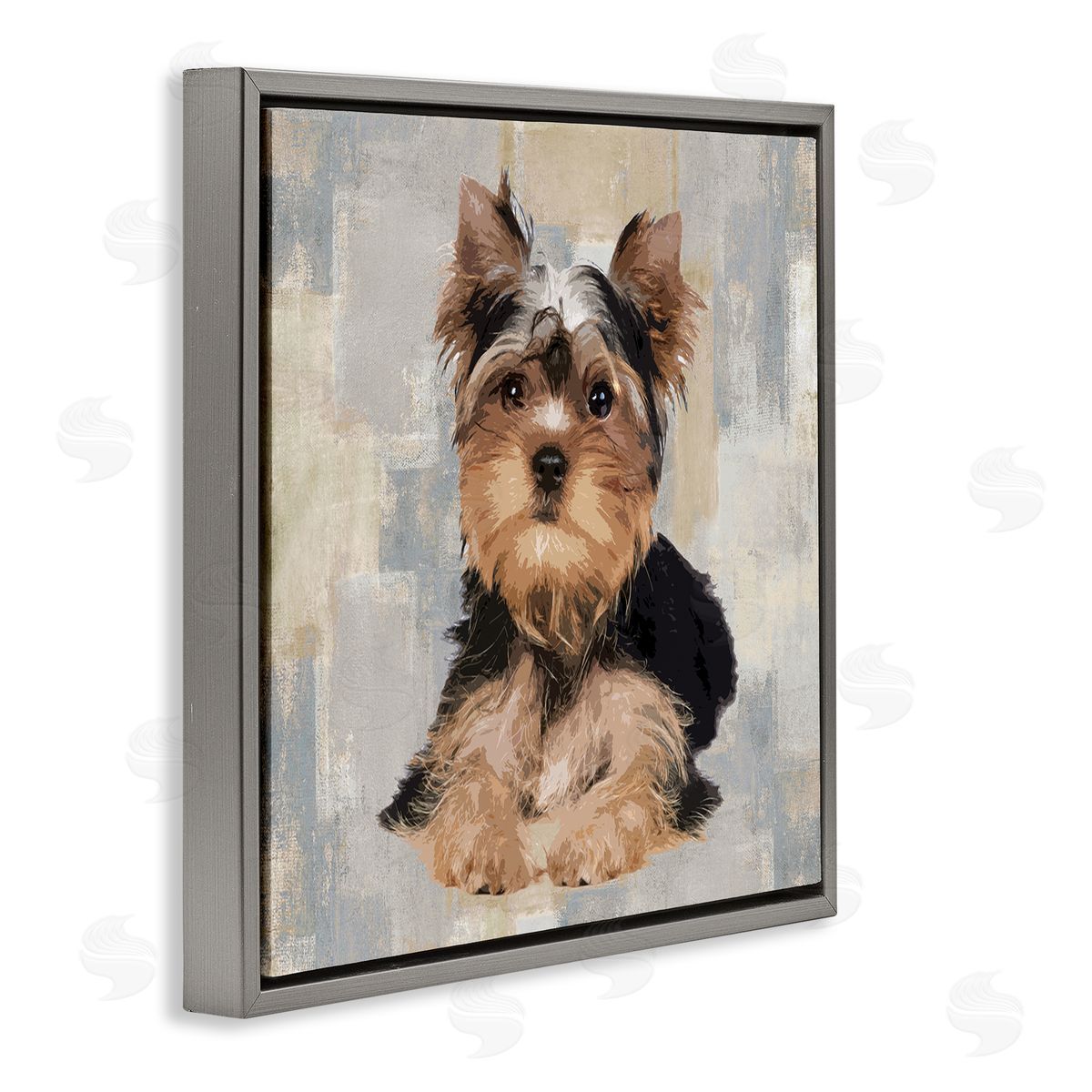 Keri Rodgers Yorkshire Terrier Dog Neutral Patchwork  Gray Floater Frame Canvas Art