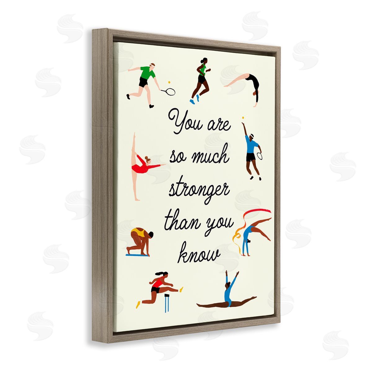 Victoria Barnes Stronger Than You Know Summer Athletes Brown Floater Frame Canvas Art