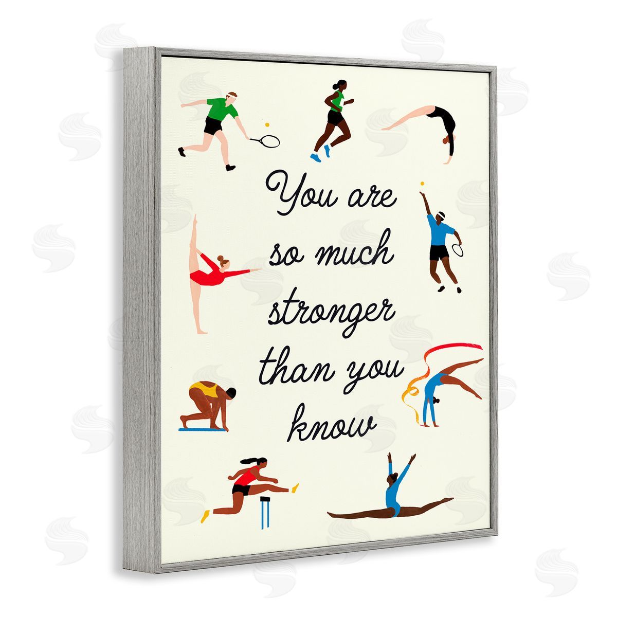 Victoria Barnes Stronger Than You Know Summer Athletes Gray Framed Giclee Wall Art
