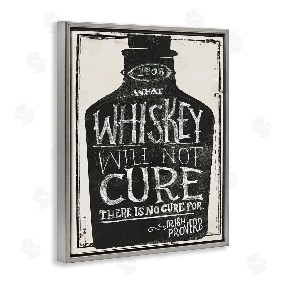 Jennifer Paxton Parker Distressed Rustic What Whiskey Won't Cure Gray Floater Frame Canvas Art