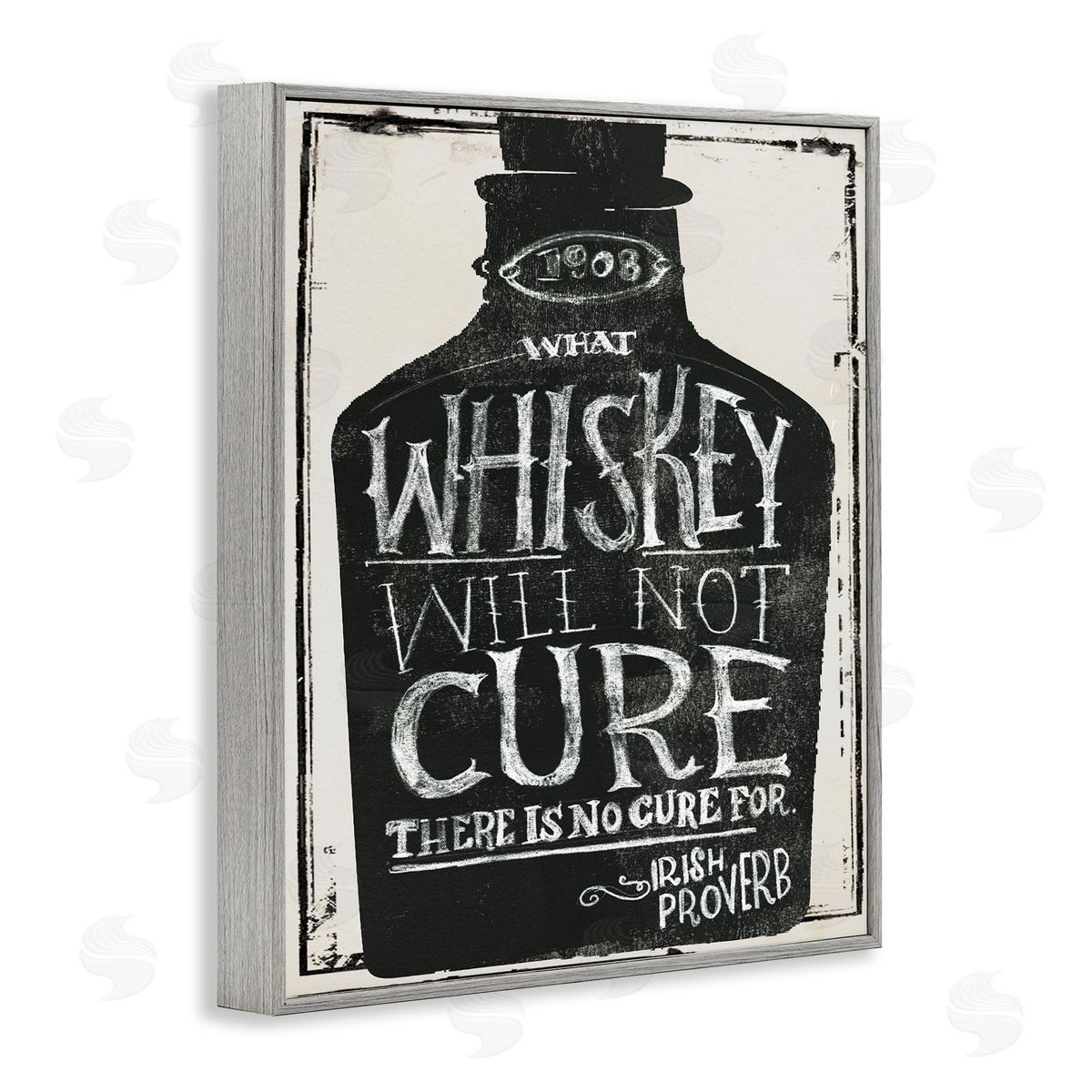 Jennifer Paxton Parker Distressed Rustic What Whiskey Won't Cure Gray Framed Giclee Wall Art