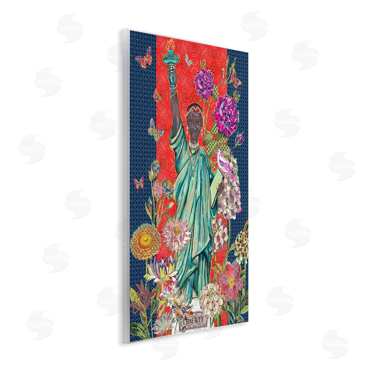 Sangita Bachelet Inspirational Male Liberty Floral Geometric Pattern Wall Plaque Art