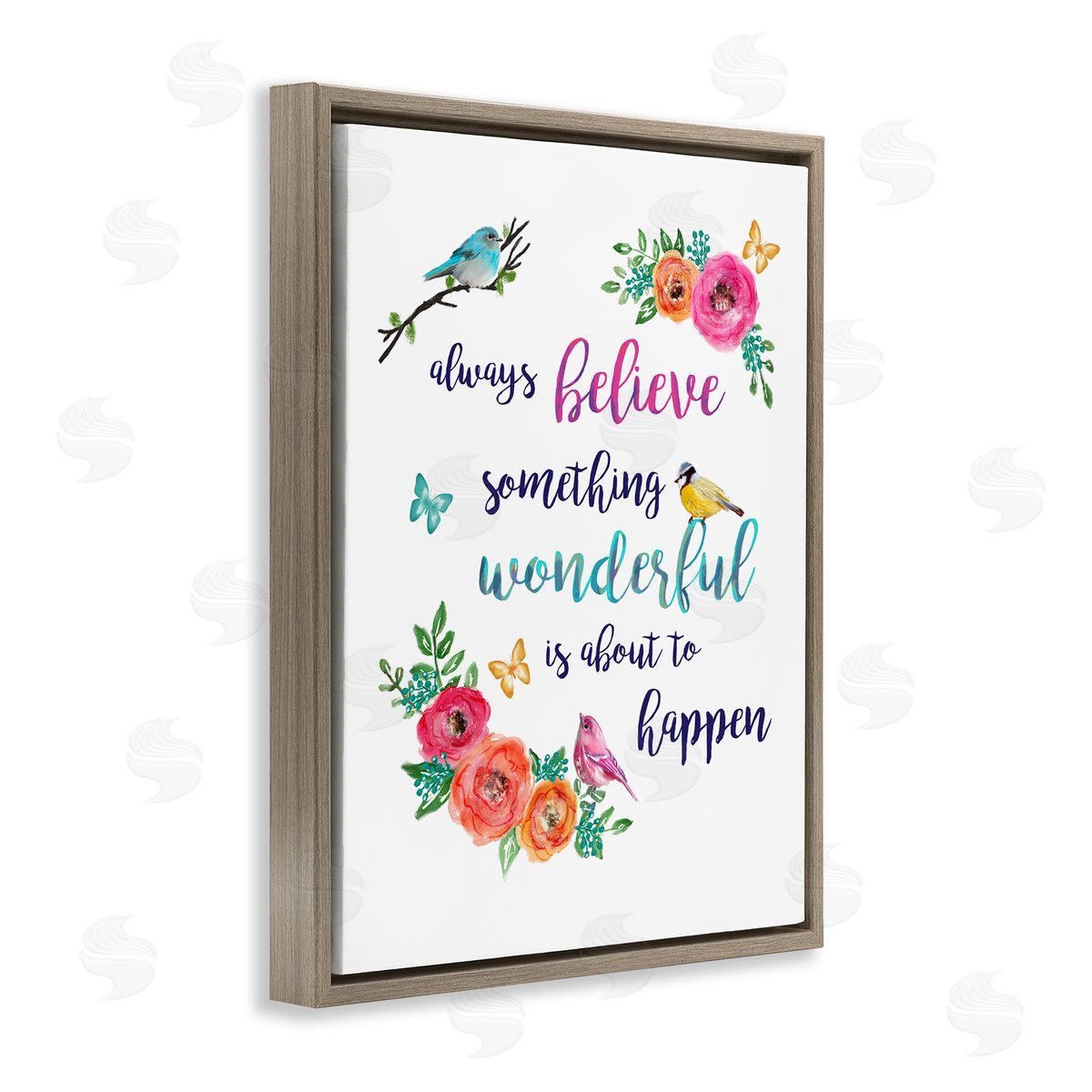 Lisa Lane Something Wonderful to Happen Birds Brown Floater Frame Canvas Art