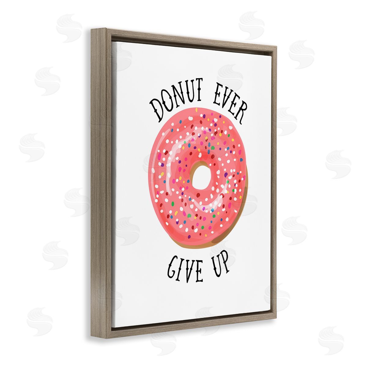 Lisa Lane Donut Give Up Minimal Food Pun Brown Floater Frame Canvas Art