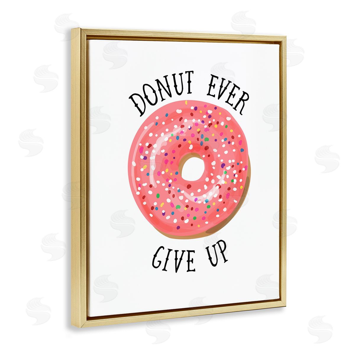 Lisa Lane Donut Give Up Minimal Food Pun Gold Floater Frame Canvas Art