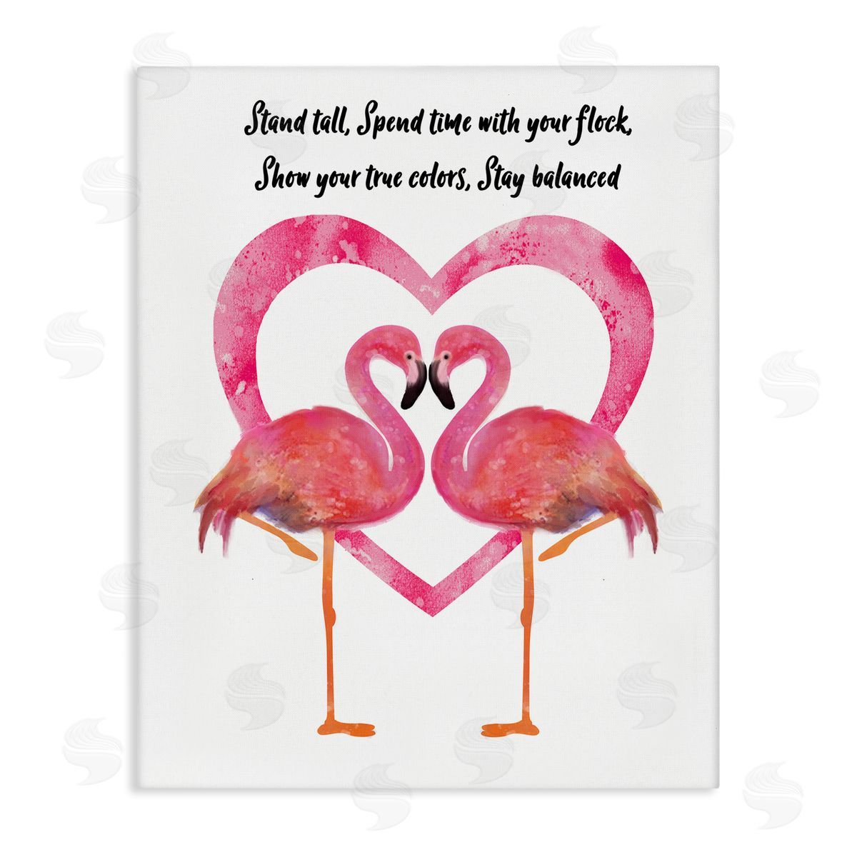 Lisa Lane Stand Tall Pink Flamingo Heart Canvas Wall Art