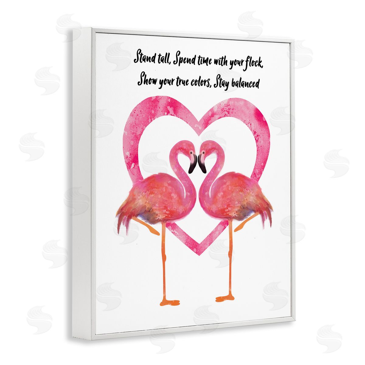 Lisa Lane Stand Tall Pink Flamingo Heart White Framed Giclee Wall Art