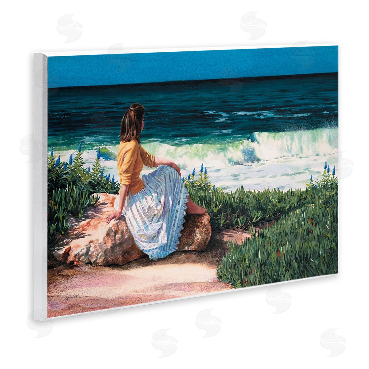 Heide Presse Woman Gazing at Beach Coast Wall Plaque Art