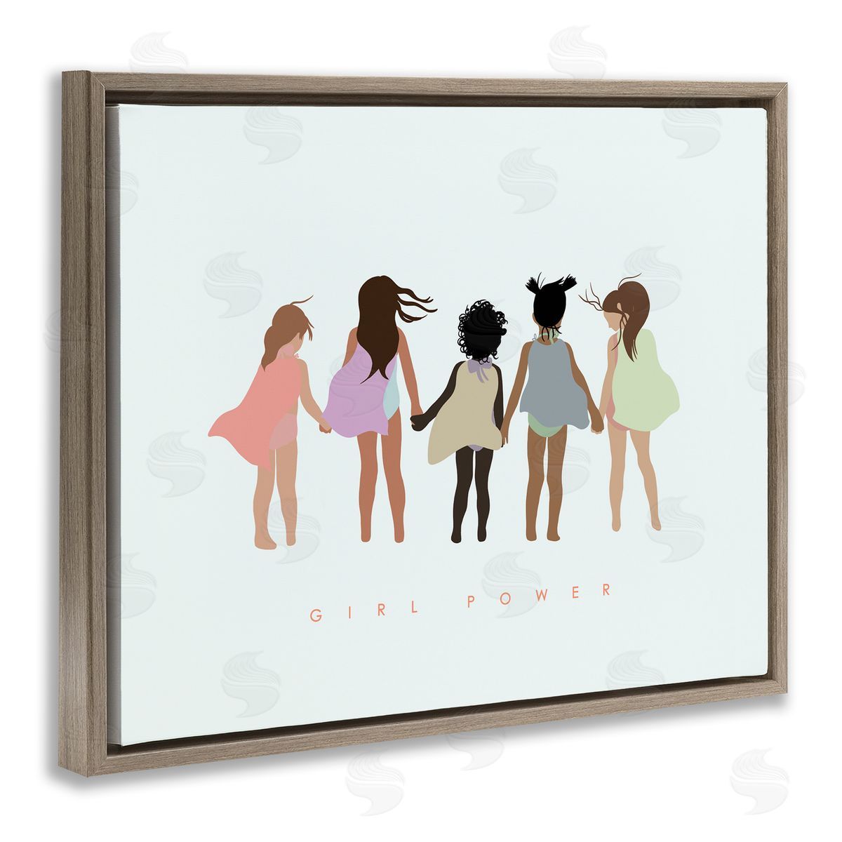 Leah Straatsma Girl Power Inclusive Caped Superheroes Brown Floater Frame Canvas Art