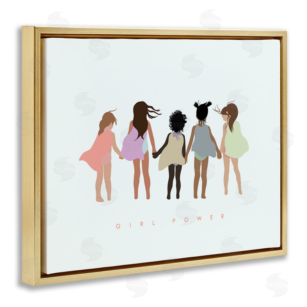 Leah Straatsma Girl Power Inclusive Caped Superheroes Gold Floater Frame Canvas Art