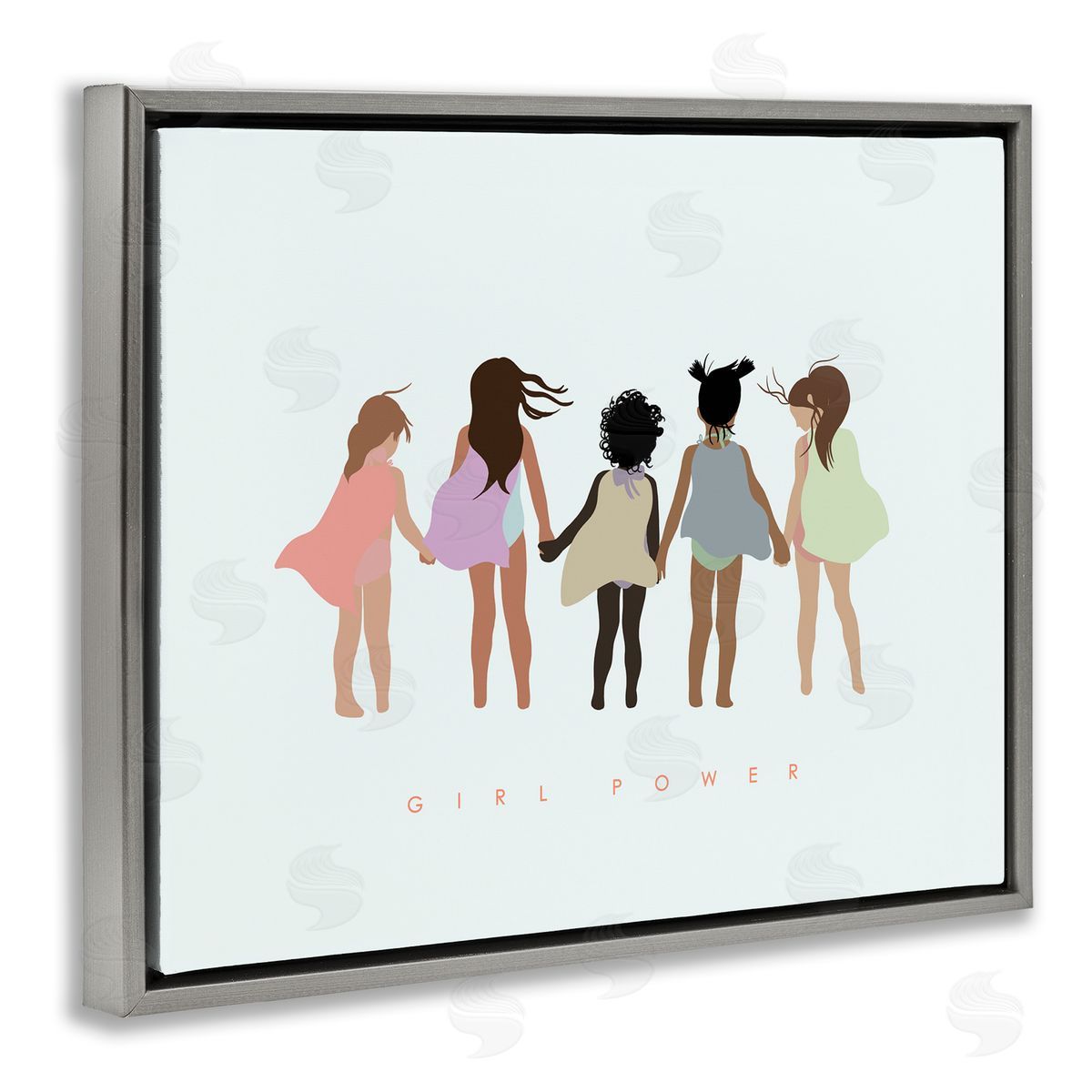 Leah Straatsma Girl Power Inclusive Caped Superheroes Gray Floater Frame Canvas Art