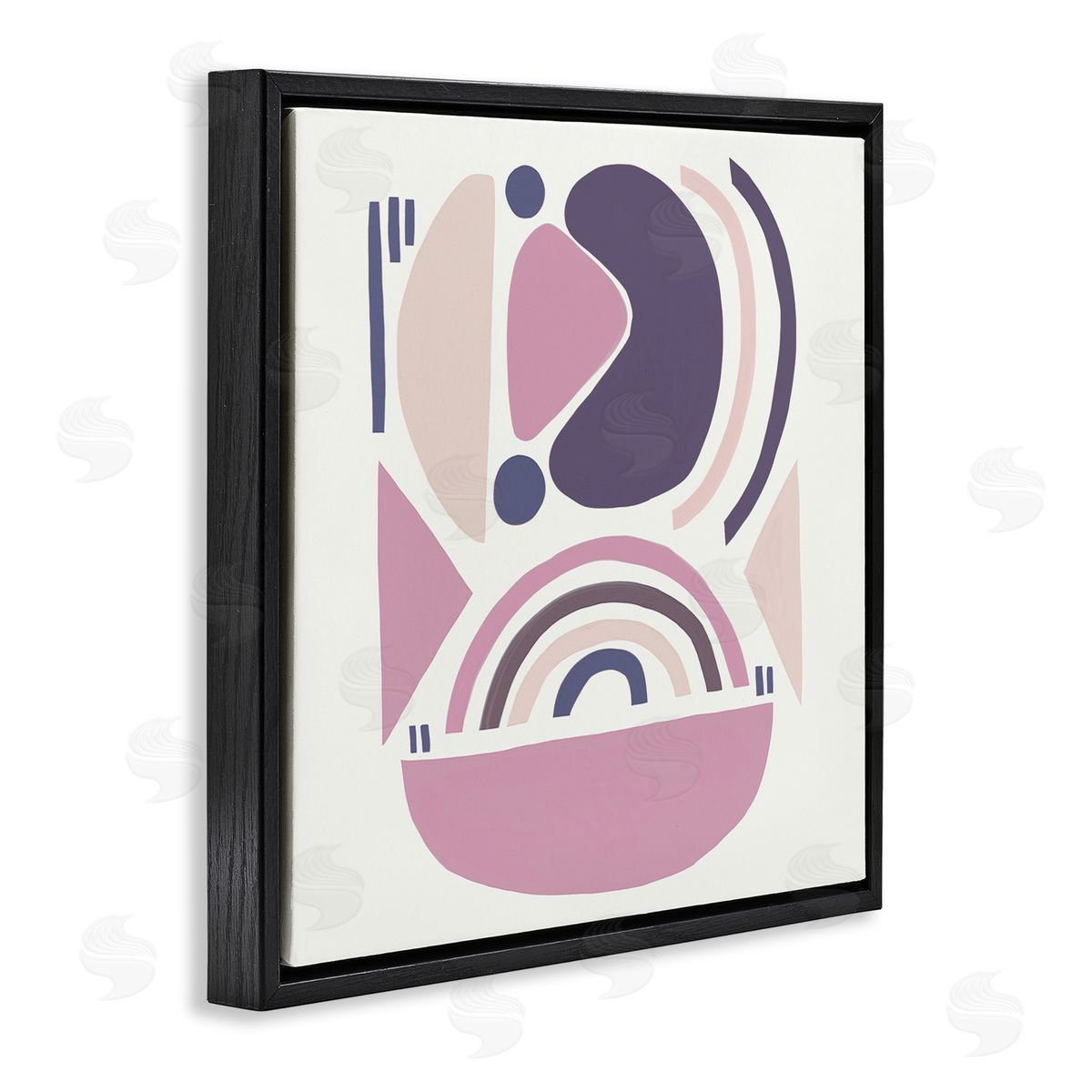Leah Straatsma Playful Abstract Organic Shapes Purple Pink Black Floater Frame Canvas Art
