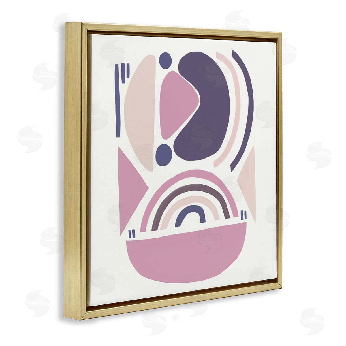 Leah Straatsma Playful Abstract Organic Shapes Purple Pink Gold Floater Frame Canvas Art
