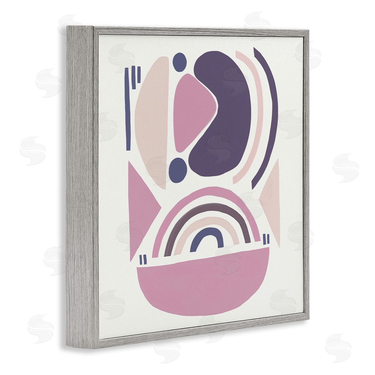 Leah Straatsma Playful Abstract Organic Shapes Purple Pink Gray Framed Giclee Wall Art