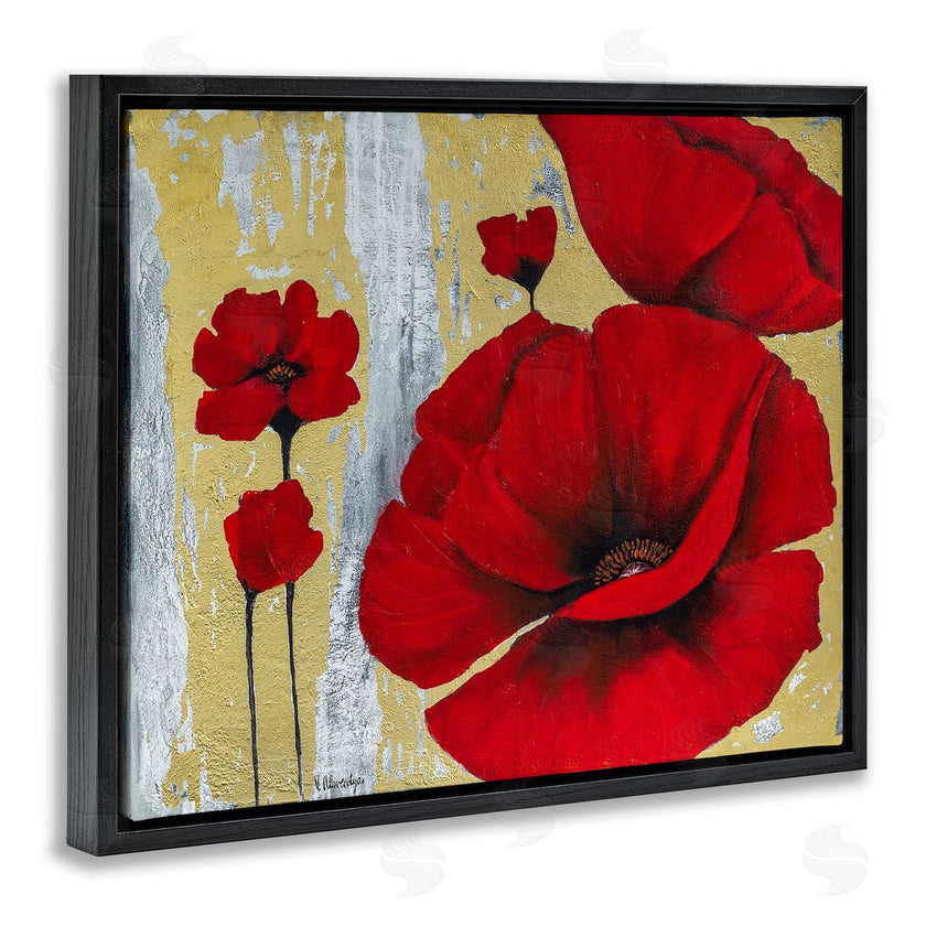 Vahan Alaverdyan | Rustic Red Poppy Florals Grey Gold