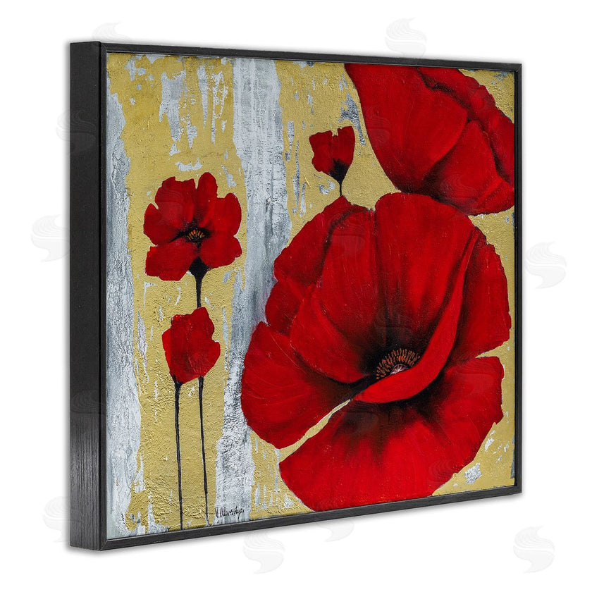 Vahan Alaverdyan | Rustic Red Poppy Florals Grey Gold