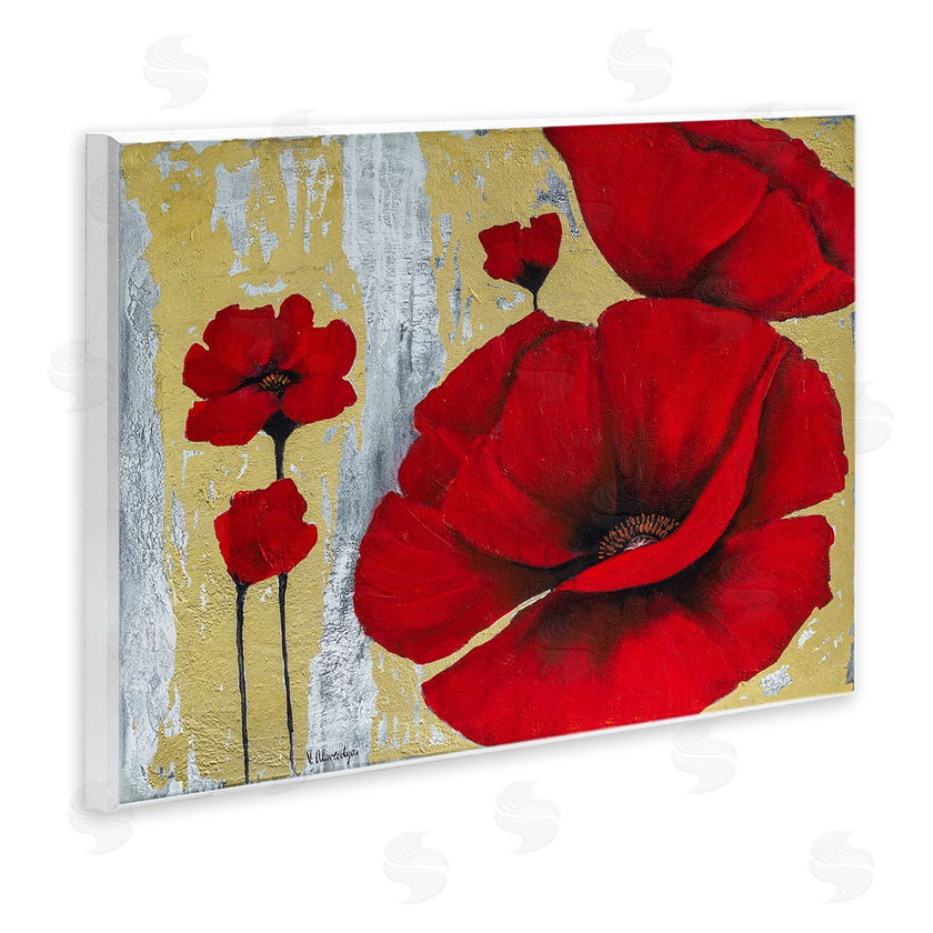Vahan Alaverdyan | Rustic Red Poppy Florals Grey Gold